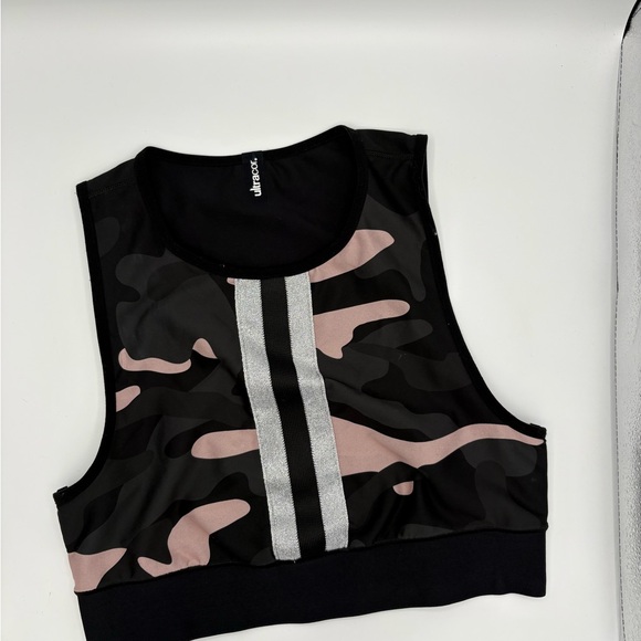 Ultracor Camo Collegiate Sports Bra Yoga Med High Impact Luxury Large Black Pink - Picture 2 of 6